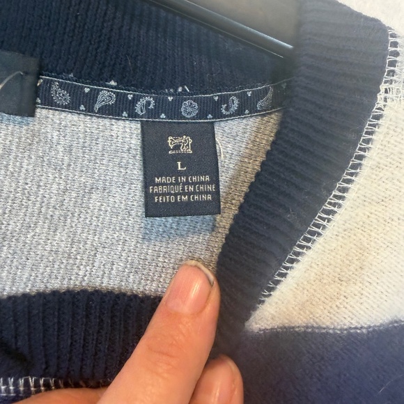 Scotch & Soda Sweater Mens Size Large Blue Gray Striped Wool Blend Crew Neck Pre - Picture 4 of 10